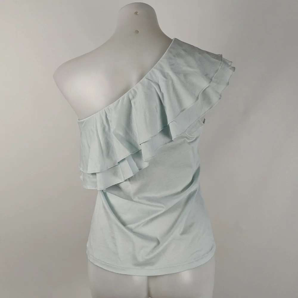 Witchery Women's Top Size XL One Shoulder Ruffle Blue Daze NEW RRP $59.95 - Picture 4 of 9